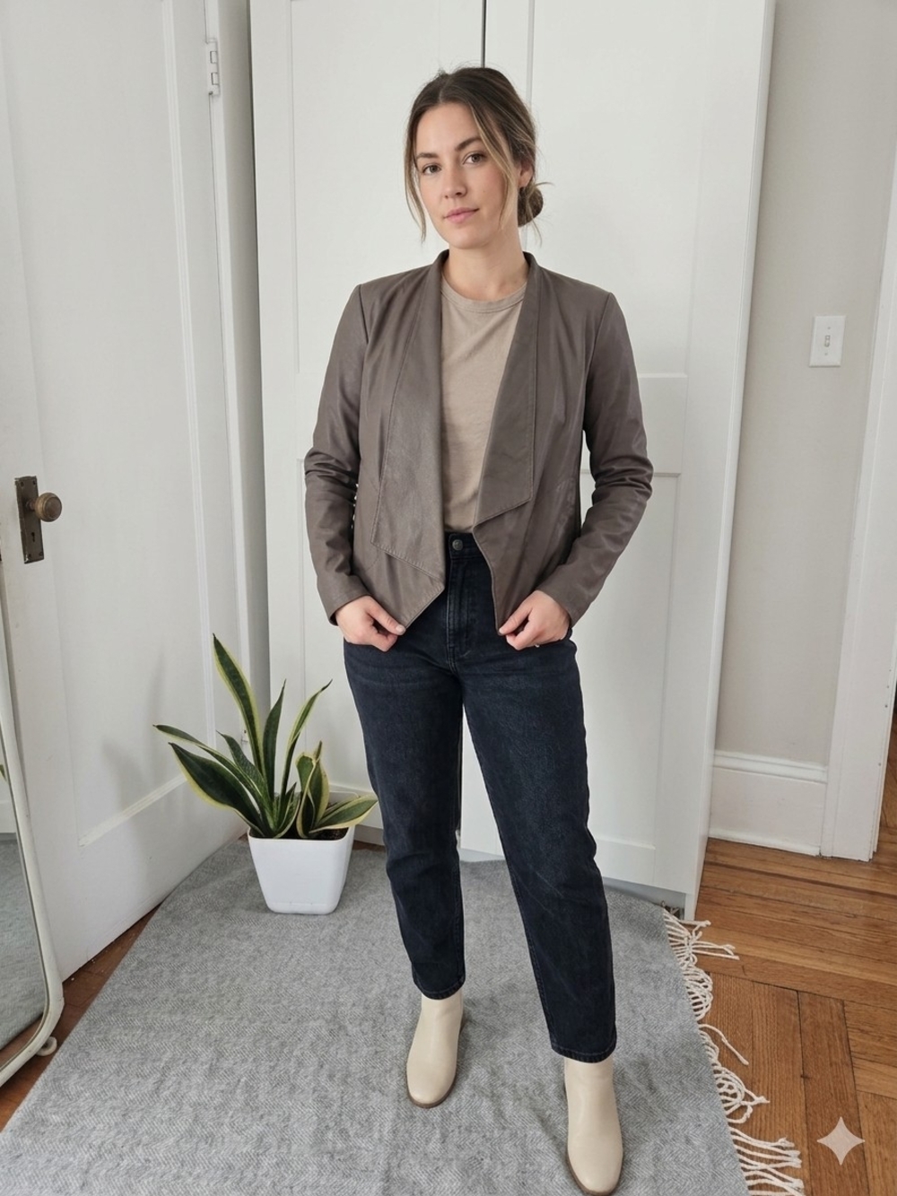 BB Dakota Draped Jacket in Taupe